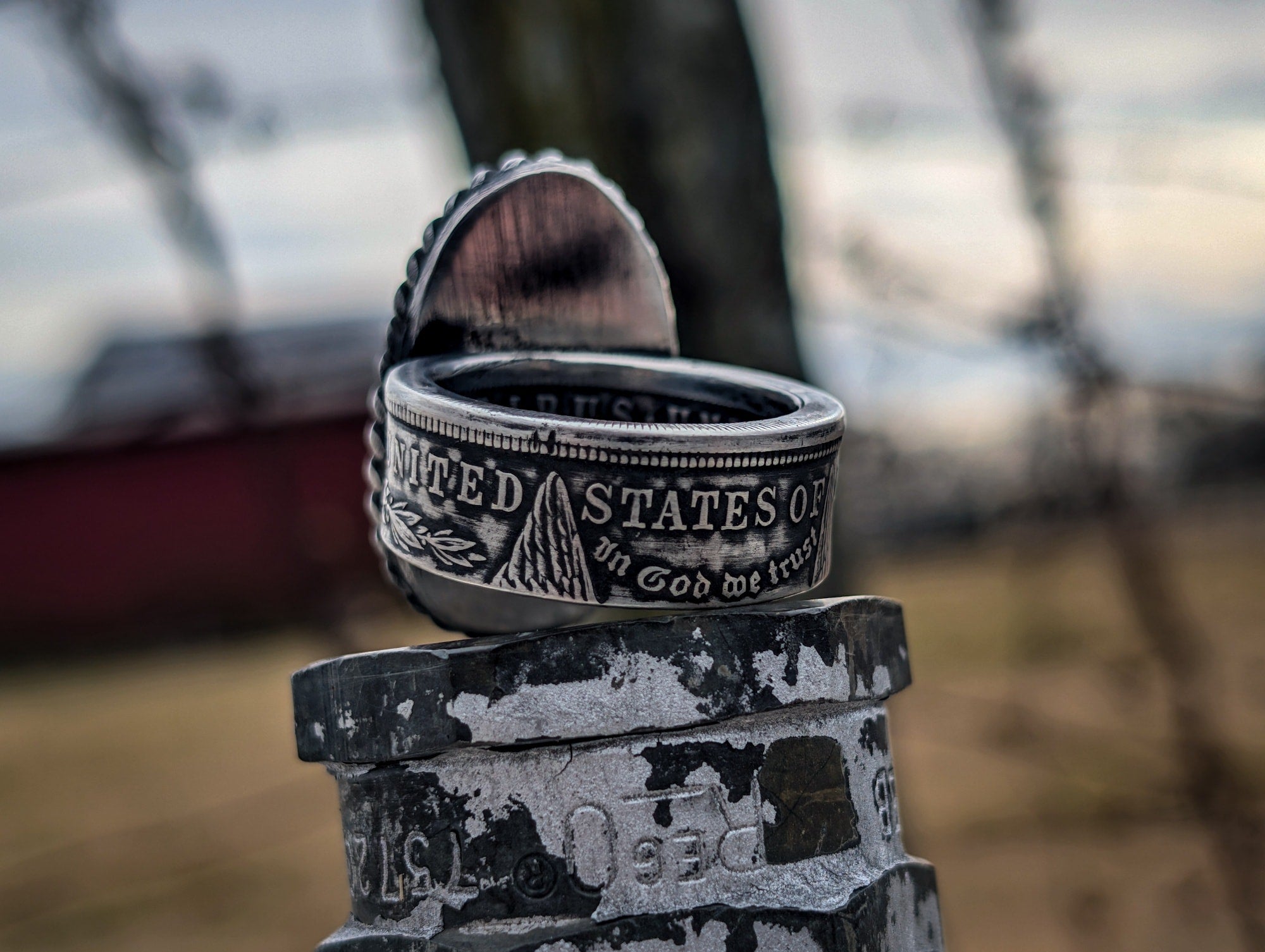 Morgan Silver Dollar Turquoise Coin Ring