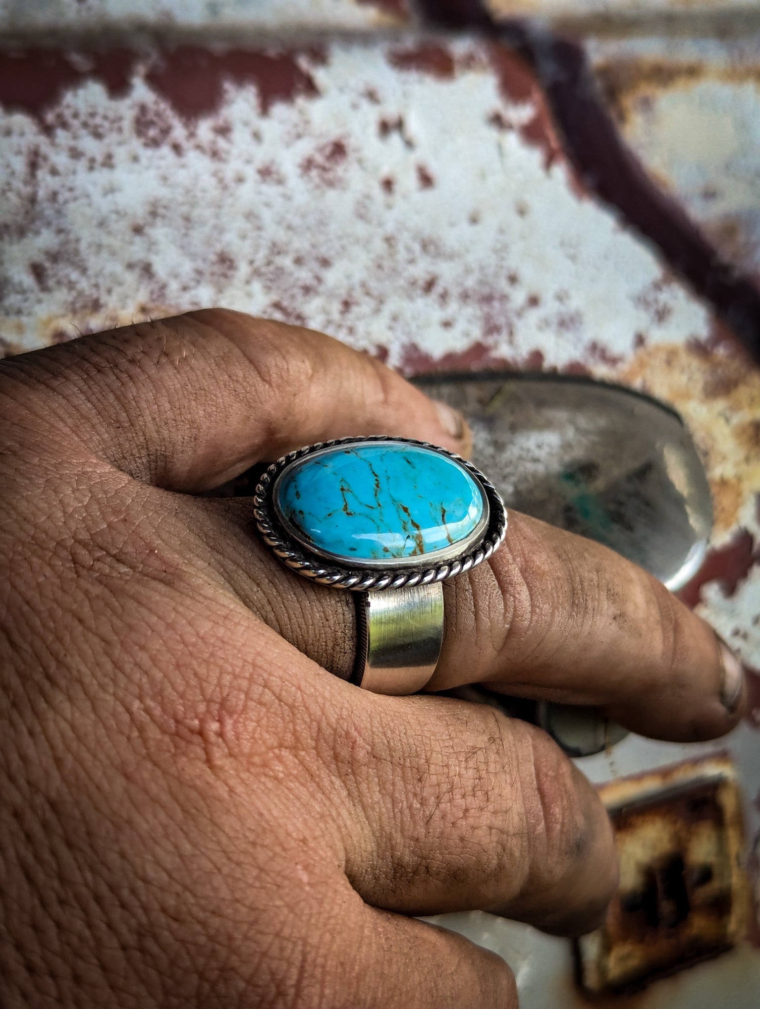 Morgan Silver Dollar Turquoise Coin Ring