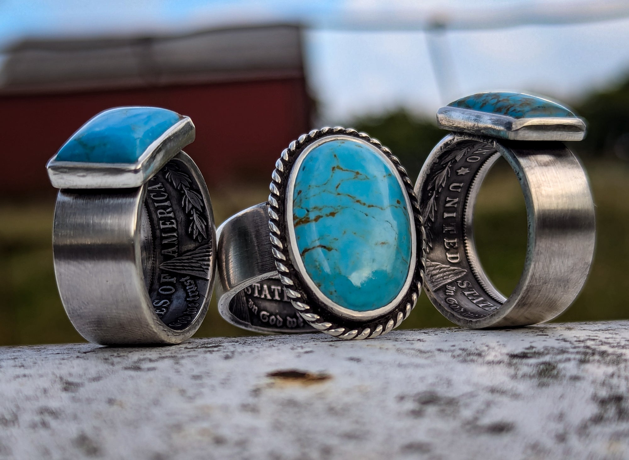 Morgan Silver Dollar Turquoise Coin Ring
