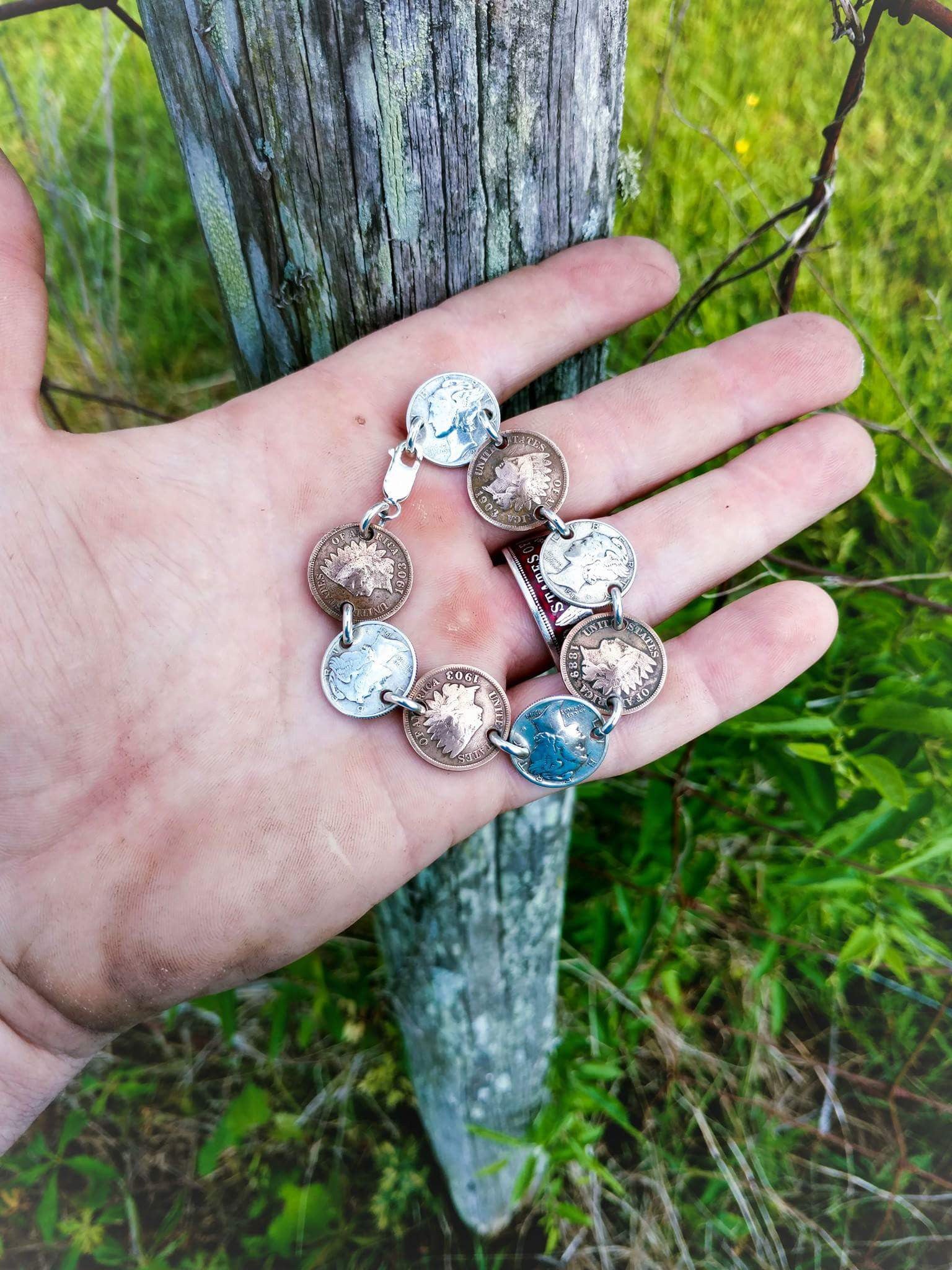 Mercury Head Dime and Indian Head Cent Bracelet