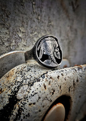 INDIAN HEAD SKULL COIN RING
