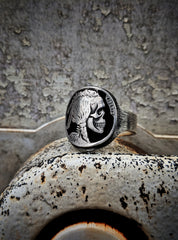 INDIAN HEAD SKULL COIN RING