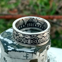Patina Morgan Silver Dollar Coin Ring
