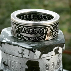 Patina Morgan Silver Dollar Coin Ring