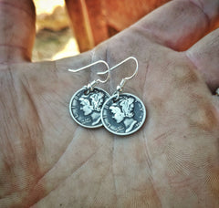 Mercury Head Dime Earrings