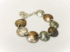 Mercury Head Dime and Indian Head Cent Bracelet