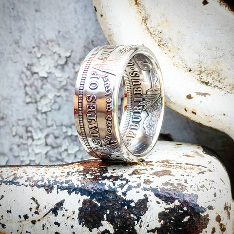 Polished Morgan Silver Dollar Coin Ring 