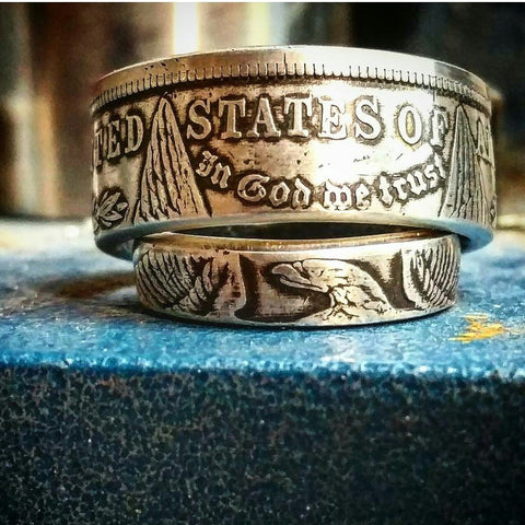 Cut From The Same "Coin" 1878-1904, 1921 Morgan Silver Dollar Coin Ring