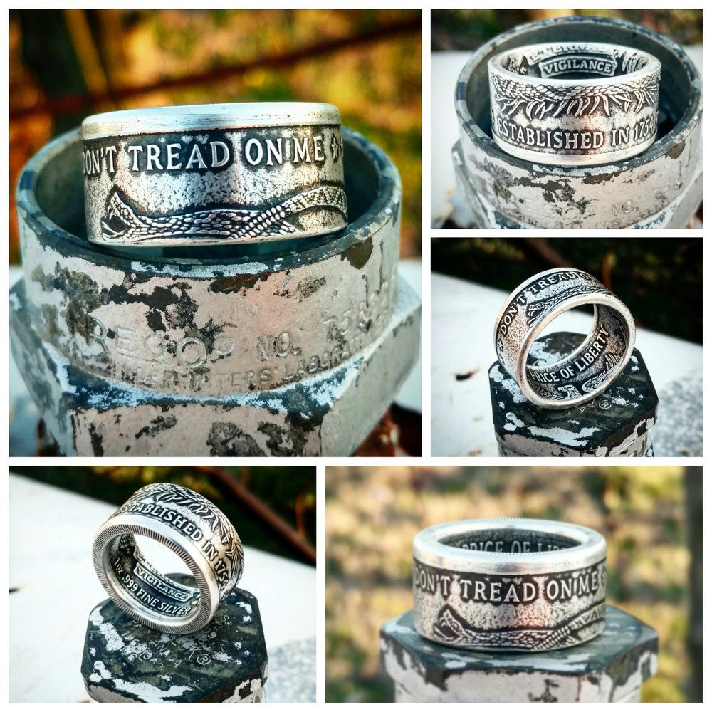 1oz .999 Fine Silver Don't Tread On Me/ The Price Of Liberty Coin Rings
